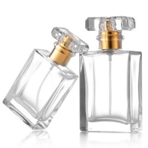 High Quality Clear Square Glass Perfume Bottle With Hot Stamping 30ml 50ml 100ml Sprayer Pump Wholesale Glass Bottle