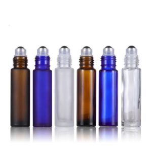 5ml Frosted Clear Glass Roller Ball Bottle Empty Perfume Bottle with Screw Cap and Roll-on Seal for Essential Oils